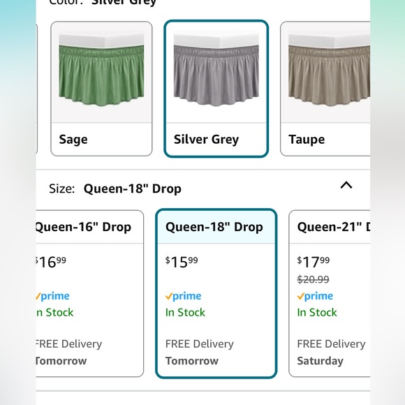 Biscayne Bay Wrap Around Elastic Bedskirt Queen Silver Grey - Picture 3 of 4